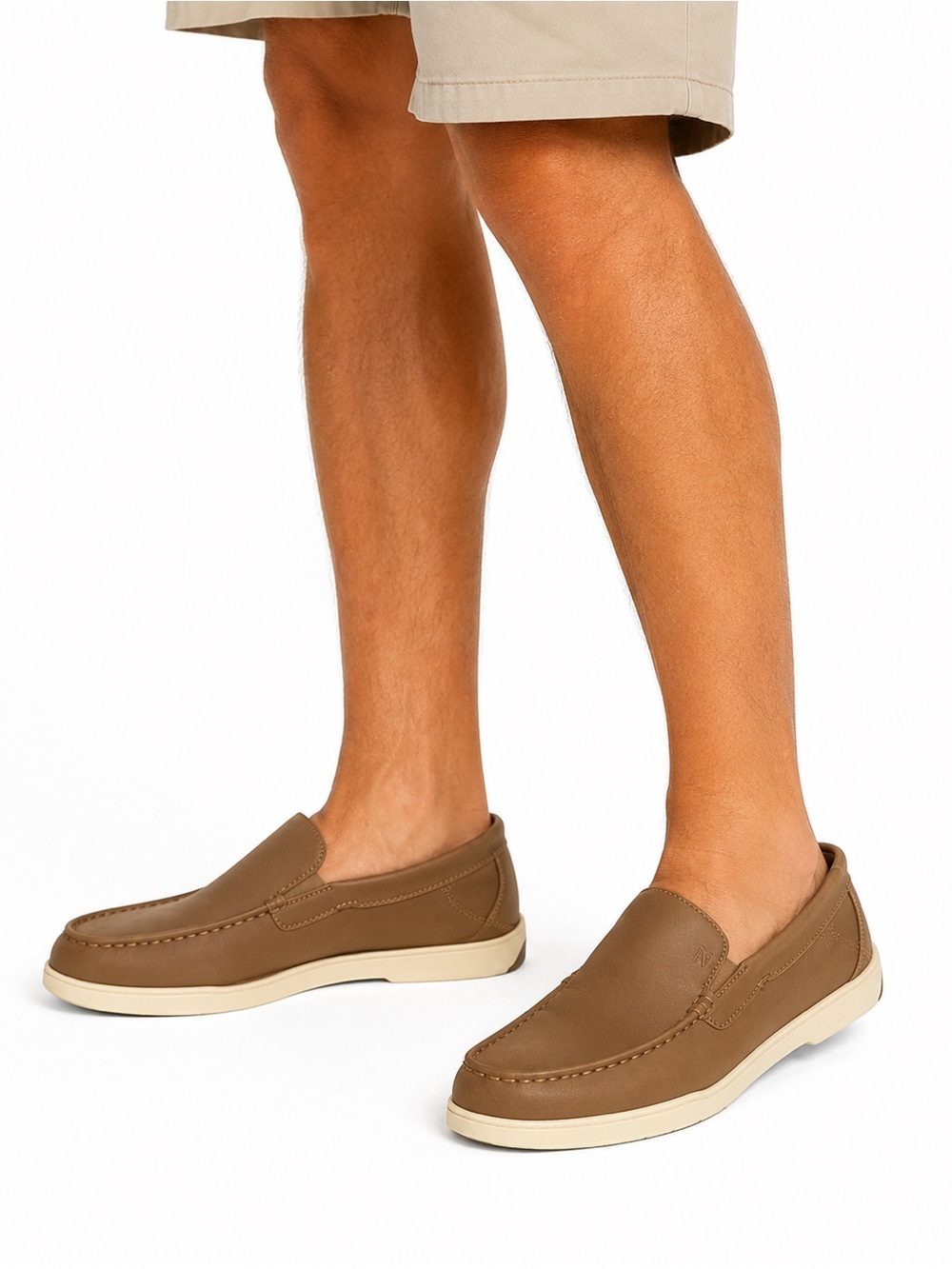 NWT Izod Men's Tan Slip-On Boat Shoes with Cream Sole